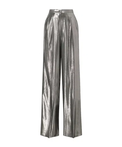 Giuliva Heritage Collection Pleated Lamé Wide-leg Pants In Silver