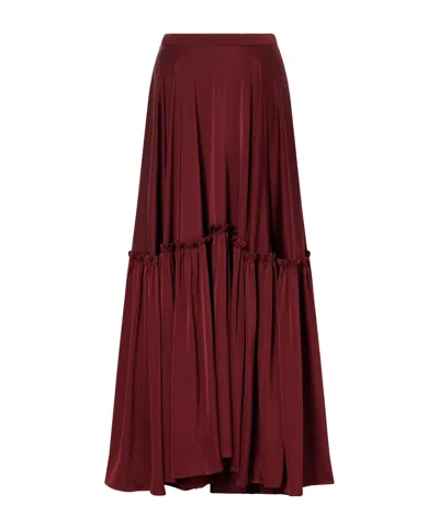 Giuliva Heritage Collection Ruffled Tiered Satin Maxi Skirt In Brown
