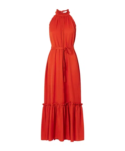 Giuliva Heritage Collection Silk Crepe Maxi Dress In Red