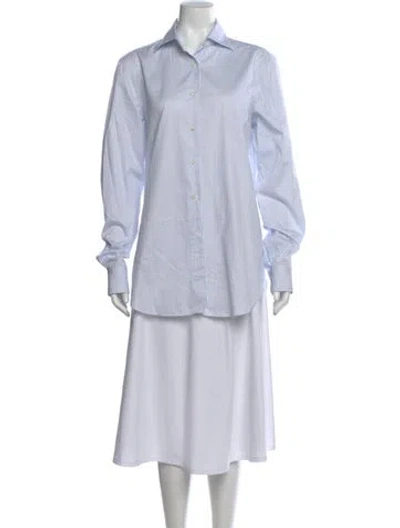 Pre-owned Giuliva Heritage Collection Striped Long Sleeve Button-up Top In Blue