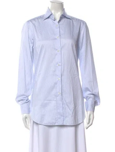 Pre-owned Giuliva Heritage Collection Striped Long Sleeve Button-up Top In White