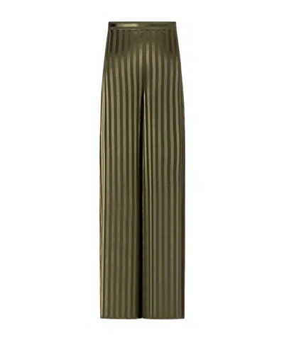 Giuliva Heritage Collection Striped Silk-jacquard Wide-leg Pants In Green