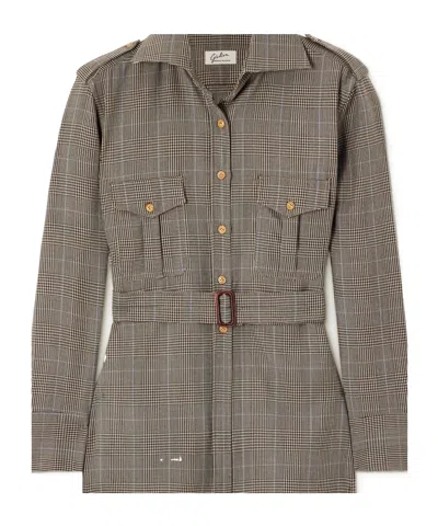 Giuliva Heritage Collection The Aurora Prince Of Wales Checked Wool Shirt In Gray