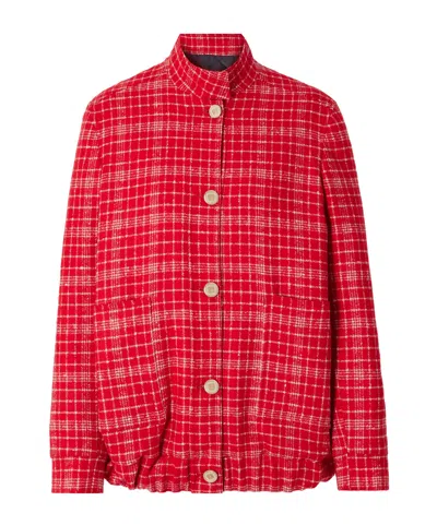 Giuliva Heritage Collection The Diana Checked Wool-blend Tweed Jacket In Red