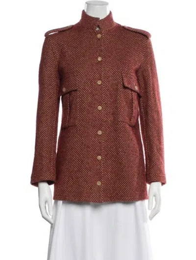 Pre-owned Giuliva Heritage Collection Wool Tweed Pattern Jacket In Red