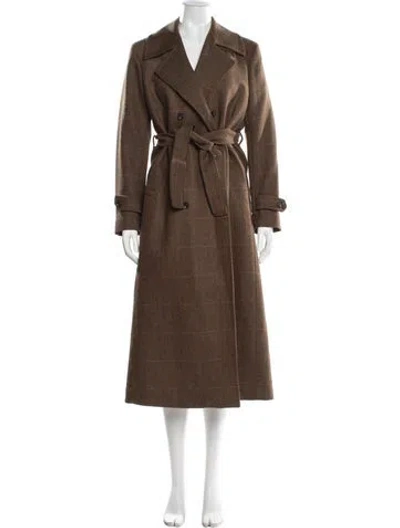 Pre-owned Giuliva Heritage Collection Wool Tweed Pattern Trench Coat In Brown