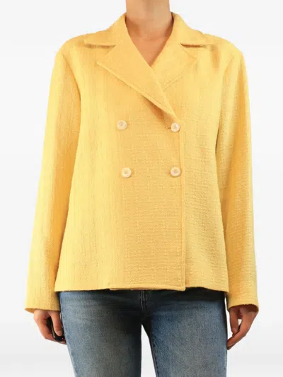 Pre-owned Giuliva Heritage Double-breasted Tweed Jacket In Yellow