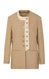Shop Giuliva Heritage Lara Linen Blazer In Taupe