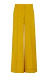 Giuliva Heritage Leila Silk-shantung Cuffed Wide-leg Trousers In Yellow