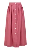 Giuliva Heritage Pleated Linen Maxi Skirt In Pink