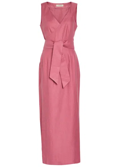 Giuliva Heritage Lyra Linen Maxi Wrap Dress In Pink