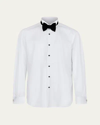 Giuliva Heritage Men's Formal Smoking Shirt In Cotton In White