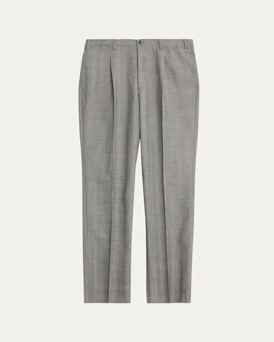 Giuliva Heritage Men's Glen Plaid Straight Wool Trousers In Gray