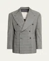 Giuliva Heritage Men's Stefano Glen Plaid Wool Double-breasted Blazer In Gray