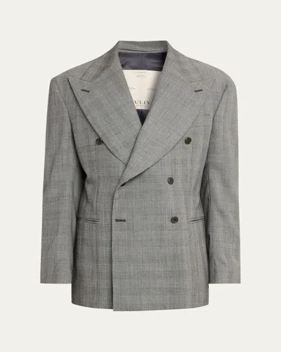 Giuliva Heritage Men's Stefano Glen Plaid Wool Double-breasted Blazer In Gray