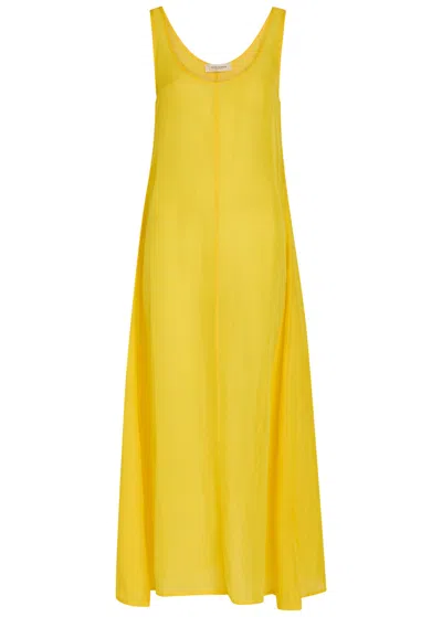 Giuliva Heritage Priscilla Sheer Woven Midi Dress In Yellow