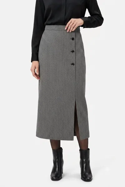 Giuliva Heritage Sadie Wool And Silk Skirt In Black Geometric Pattern In Green