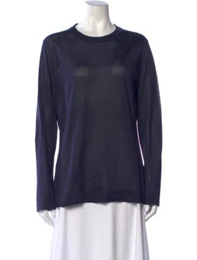 Pre-owned Giuliva Heritage Silk Crew Neck Top In Blue
