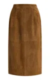 Giuliva Heritage The Carolina Suede Midi Skirt In Brown