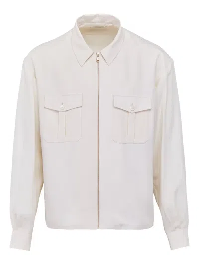 Giuliva Heritage The Diego Zip-front Pocket Shirt In White