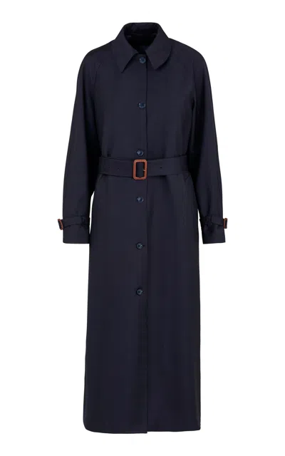 Giuliva Heritage The Dust Windowpane-wool Coat In Navy