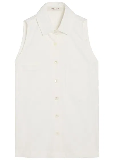Giuliva Heritage The Emma Stretch-twill Sleeveless Shirt In Gold