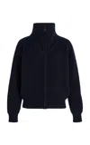 Giuliva Heritage The Leandra Zipped Cotton Knit Sweater In Navy