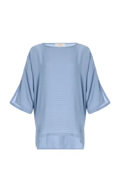 Giuliva Heritage The Olga Silk Top In Blue