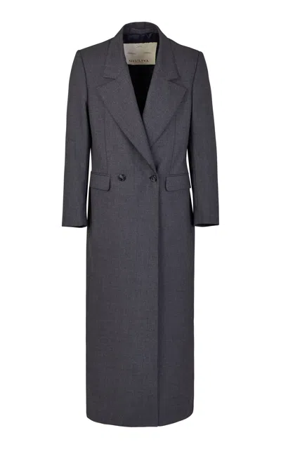 Giuliva Heritage The Olimpia Oversized Wool Double-breasted Coat In Dark Grey