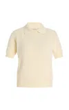 Giuliva Heritage The Siena Cotton Knit Polo Top In Ivory