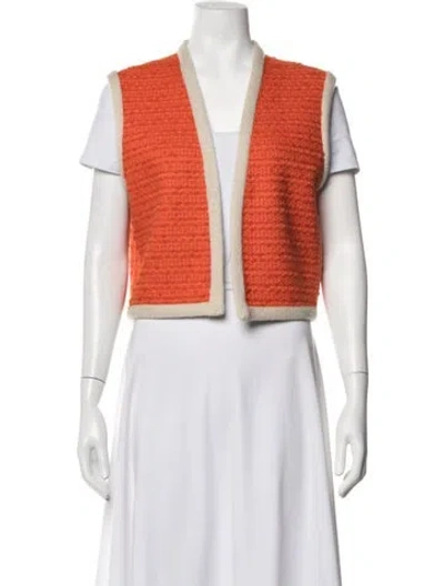 Pre-owned Giuliva Heritage Tweed Pattern Vest In Orange