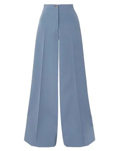 Giuliva Heritage The Leila Wool-drill Wide-leg Pants In Slate Blue