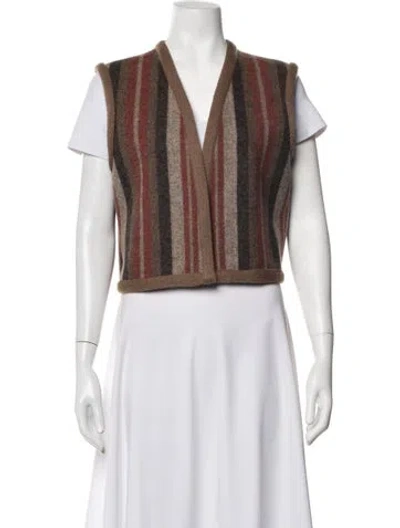 Pre-owned Giuliva Heritage Wool Striped Vest In Brown