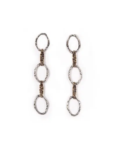 Giunia Women's Silver / Gold Mati Chain Earrings