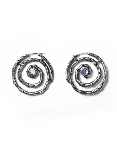 Giunia Women's Vortex Hoop Earrings Silver