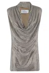 Giuseppe Di Morabito Silver Mini Dress With Draped Neckline In Gray