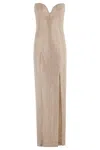 Giuseppe Di Morabito Strapless Sweetheart Long Dress With All-over Rhinestones In Neutral