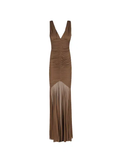 Giuseppe Di Morabito A-line Draped Maxi Dress In Brown
