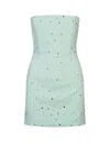 GIUSEPPE DI MORABITO AQUA GREEN MINI DRESS WITH MIRROR DETAIL