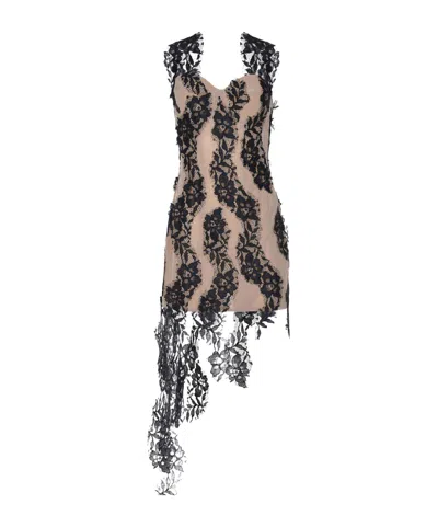 Giuseppe Di Morabito Asymmetric Lace Trim Dress In Black
