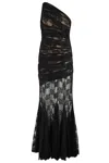 Giuseppe Di Morabito Long Black Lace Semi-transparent Dress In Black