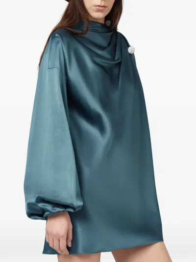 Giuseppe Di Morabito Asymmetric Cape-collar Satin Mini Dress In Green