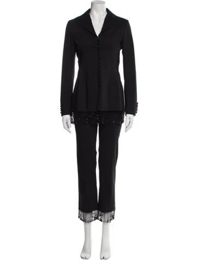 Pre-owned Giuseppe Di Morabito Beaded Accents Pantsuit In Black