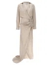 Giuseppe Di Morabito Waist Belt Striped Maxi Dress In Neutral