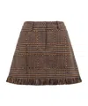 Giuseppe Di Morabito Fringed Check Mini Skirt In Brown