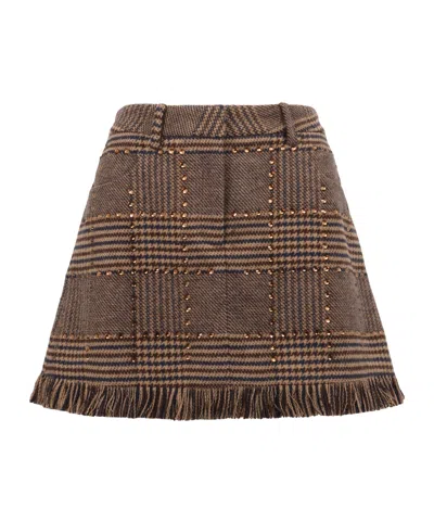 Giuseppe Di Morabito Fringed Check Mini Skirt In Multi