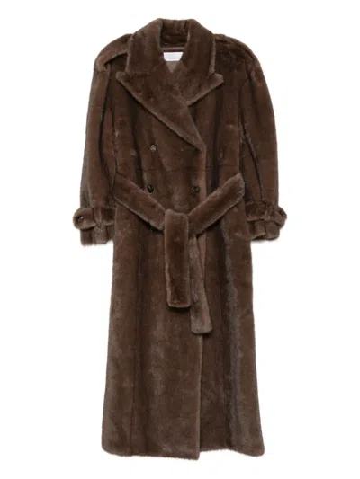 Giuseppe Di Morabito Belted Double-breasted Coat In Brown
