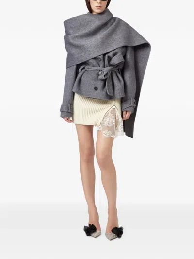 Giuseppe Di Morabito Belted Scarf-detail Jacket In Gray
