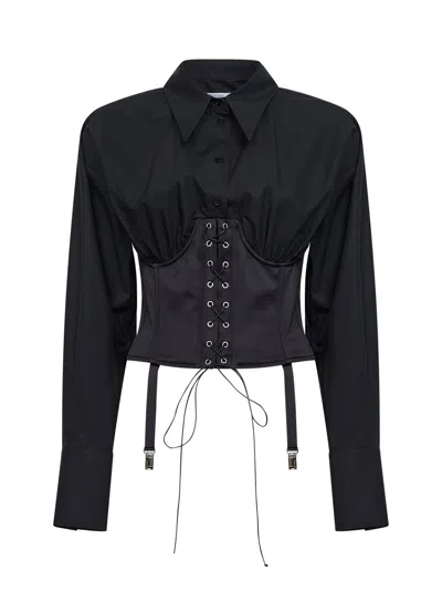Giuseppe Di Morabito Black Cotton Poplin Bustier Shirt