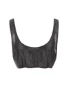 GIUSEPPE DI MORABITO BLACK CROP TOP WITH CRYSTALS